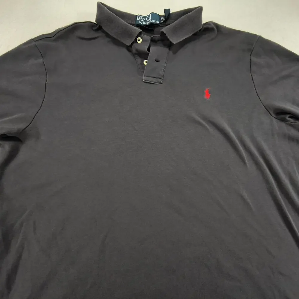 Polo by Ralph Lauren Short Sleeve Collared Polo Shirt Mens Size XL Gray Red